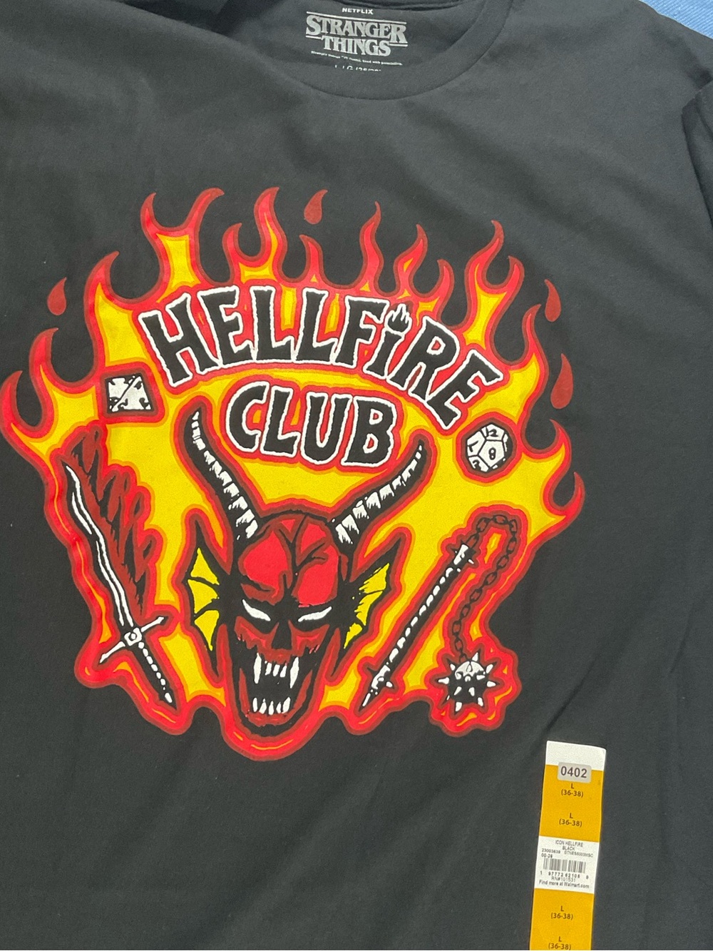 Stranger Things Hellfire Club Graphic Tee - Black 100%Cotton, New with Tag.